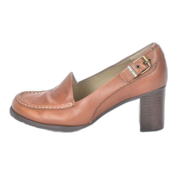 Tommy Hilfiger 90s Brown Loafer with High Block Heel Size 9 - Picture 1 of 5